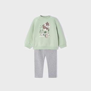 Size 18 months Mayoral Green Sweatshirt and Light Gray Leggings Matching Set